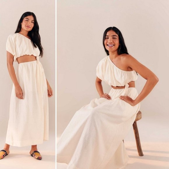 NWT! FARM Rio Off-White One Shoulder bridal resort Dress Size Medium - Picture 13 of 13